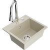 Mexen Milo, 1-komorový granitový drez 435x410x171 mm a drezová batéria Elia, béžová, 6505-69-670101-00