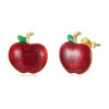 GRACE Silver Jewellery Stříbrné náušnice ve tvaru jablka – stříbro 925/1000 E-SCE1314/338 Červená