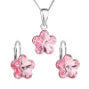 Sada šperkov s kryštálmi Swarovski náušnice, retiazka a prívesok ružová kvietka 39143.3 rose