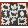 KIK Kontrastné penové puzzle 85 cm x 85 cm 9 ks čierna krémová