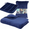 Modrá fleecová deka 2v1 s vankúšom 160x100 cm