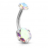 Piercing do pupku s vnútorným závitom a dúhovými CZ zirkónmi Heliane Farba: Strieborná / Dúhová