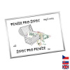 Rámček na darovanie peňazí - Peniaze, Nápis česky, Rámik 907 - strieborná metalická