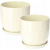 Hrniec ochranný keramický hrniec s podstavcom krémový ⌀13 cm - 2 ks.