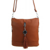 Malá crossbody dámska kabelka s príveskom 1994-BB hnedá