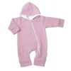 Baby Nellys Mušelinový overal s kapucňou, dvojvrstvový, Hand Made, púdrový/ružový, veľ. 62, 62 (2-3m)
