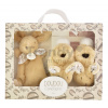 Darčeková sada pre bábätko Slipper Gift Set Beige Lapin Doudou et Compagnie papučky a zajačik na maznanie béžová 15 cm v darčekovom balení od 0 mes DC