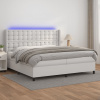 vidaXL Boxspring posteľ s matracom a LED biela 200x200 cm umelá koža - Biela - 19955-161510