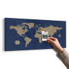 Obraz na korku mapa sveta s kompasom v retro štýle na modrom pozadí
