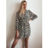 Dámske zelené leopardie šaty s gombíkmi - KAZOVÉ - UNI