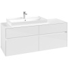 VILLEROY & BOCH Collaro závesná skrinka pod umývadlo na dosku (umývadlo vľavo), 4 zásuvky, 1400 x 500 x 548 mm, Glossy White, C08900DH