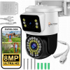 Duálna WiFi kamera vonkajšia 8MPx otočná ULTRA HD biela zoom detekcia