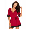 Elegantný župan Sensuelia peignoir red - Obsessive L/XL červená