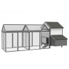 PAWHUT D51-130V01GY Kurín pre sliepky 247x125x113cm