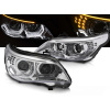 BMW E60/E61 03-07 - predný chróm svetla s ANGEL EYES 3D s LED blikačom