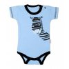 Body krátky rukáv Baby Nellys, Zebra - modré, veľ. 56, 56 (1-2m)
