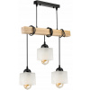 BERGE LED závesné stropné svietidlo, drevený trám, 3xE27, loft, mliečna kocka