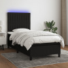 vidaXL Posteľ boxsping s matracom a LED čierna 90x200 cm látka 3135007