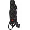 Emos PC1413R, predlžovací kábel s vypínačom, 4 zásuvky, 3m, čierny PC1413R