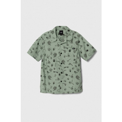 Detská bavlnená košeľa Vans zelená farba VN000GBECJL1 165-173