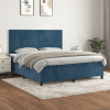 vidaXL Posteľný rám boxsping s matracom tmavomodrý 160x200 cm zamat - Modrá - 57550-12539