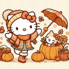 CUKROVÁ TLAČ jedlý obrázok na tortu Cukrová hmota Jesenná Hello Kitty #2 + MENO