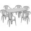 Záhradný nábytok - SILNÁ ŠEDÁ 6 + 1 SADA VEĽKÝCH STOLIČKOVÝCH STOLOV PLASTOVÁ