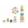 Stohovacia Kvetinová Veža: Sada 8 Téglikov pre Deti od 6 mesiacov, Výška 33,3 cm