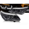 BMW E60/E61 03-07 - predné čierne svetlá s ANGEL EYES 3D s LED blikačom