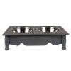 Clayre & Eef Misky pre zvieratá v šedom antik drevenom stojane - 41*22*12 cm / 2*500 ml - Clayre & Eef