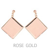 Crystal-ZONE Náušnice bimbací crystalROCKS štvorec 20mm koso rose gold