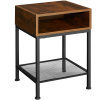 tectake 404360 nočný stolík harlow 40,5x40,5x59 cm - industriálne drevo tmavé, rustikálne
