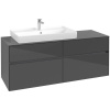 VILLEROY & BOCH Collaro závesná skrinka pod umývadlo na dosku (umývadlo vľavo), 4 zásuvky, 1400 x 500 x 548 mm, Glossy Grey, C08900FP