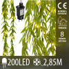 Vianočná led svetelná záclona vonkajšia - svietiaca zeleň - programátor - 200led - 2,85m teplá biela
