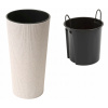 Lamelový kvetináč 57 cm x 30 x 57 cm priemer 30 cm plastový biely (Lilia Jumper ECO drevený kvetináč + vložka 30 h57 - Biela)