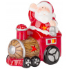 Dekorácia MagicHome Vianoce, Santa s vláčikom, LED, terakota, 10,3x6,3x10,7 cm