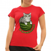 Watermelon - mačka na melóne - dámske tričko s potlačou - Koszulkowy | M | Červená | Dámske - super slim