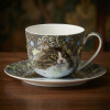 Šálka s tanierikom BONE CHINA s motívom mačky 300 ml viacfarebná