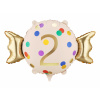 Party Fóliový balón cukrík číslo 2 béžovo-zlatý 61 x 37 cm