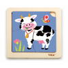Viga Drevené puzzle na podložke - Kravička