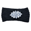 Clayre & Eef Šedá dámska zimná čelenka s kamienkami - 10*22 cm - Clayre & Eef