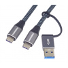 PremiumCord USB-C kábel (USB 3.2 GEN 2x2, 5A, 100W, 20Gbit/s) 2m, bavlnený oplet