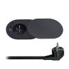 Solight 1z + USB A+C 20W PD vstavaná zásuvka s posuvným viečkom, 2m, matná čierna PP124CB-PD20