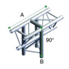DT22-018 T cross Vertical 3 Way Apex Down incl connectors
