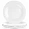 Plytké sklenené taniere na obed biele 25,5 cm 6 ks