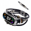 RETRO NÁRAMOK, KOŽENÝ NÁRAMOK PRE XIAOMI MI BAND 6/5, STRIEBORNÝ