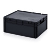 TBA Plastové obaly s.r.o. Plastová ESD Euro prepravka 800x600x320 mm, s vekom, plný úchyt