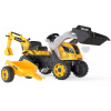 Traktor na šľapanie s nakladačom a bagrom Builder Max Tractor+Trailer Smoby s polohovateľným sedadlom a so zvukom 182 cm