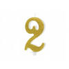 PartyDeco Sviečka na tortu číslo 2 zlatá