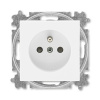 Zásuvka jednonásobná 55×55, s ochranným kolíkem, s clonkami, 6619H-A06557 03, ABB, Levit®, bílá (ABB, Levit®, bílá)